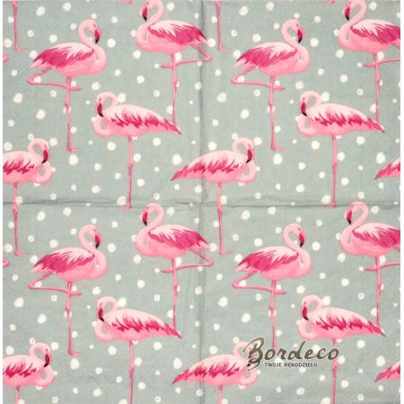 Serwetka decoupage firmy GOMAR flamingi 33x33cm